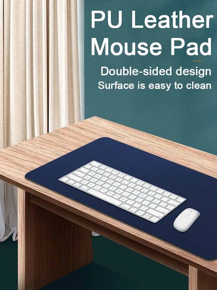 2025New office Mouse Pad 90x45/80x40/70X35/60X30cmComputer Waterproof Table Pad PU Leather Large Desk Mat Double-sided