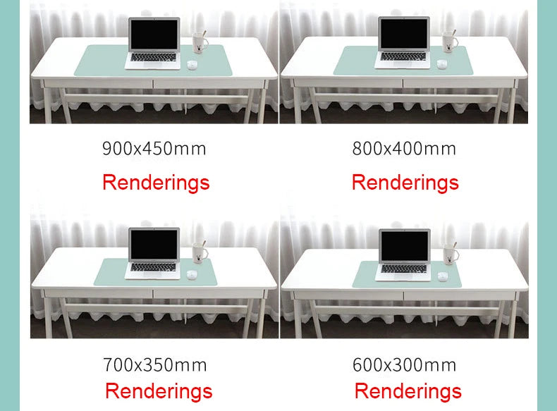 2025New office Mouse Pad 90x45/80x40/70X35/60X30cmComputer Waterproof Table Pad PU Leather Large Desk Mat Double-sided